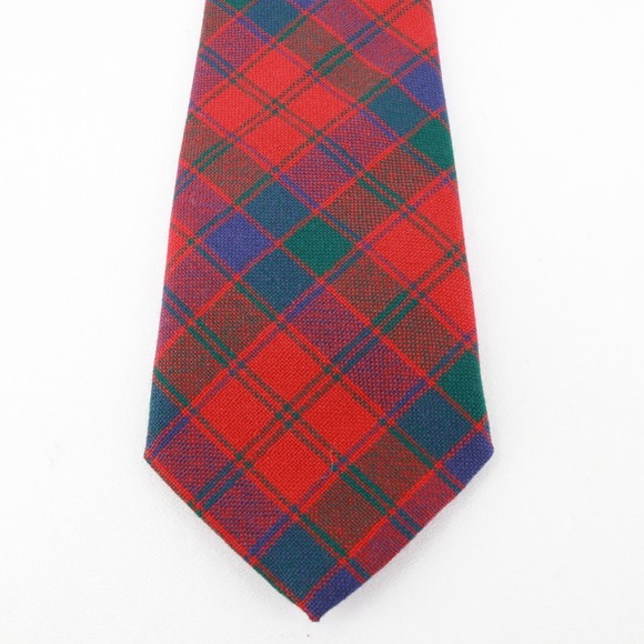 Ingles Buchan Tie Men Red Blue Green Plaid Wool Classic Scotland - Picture 1 of 12